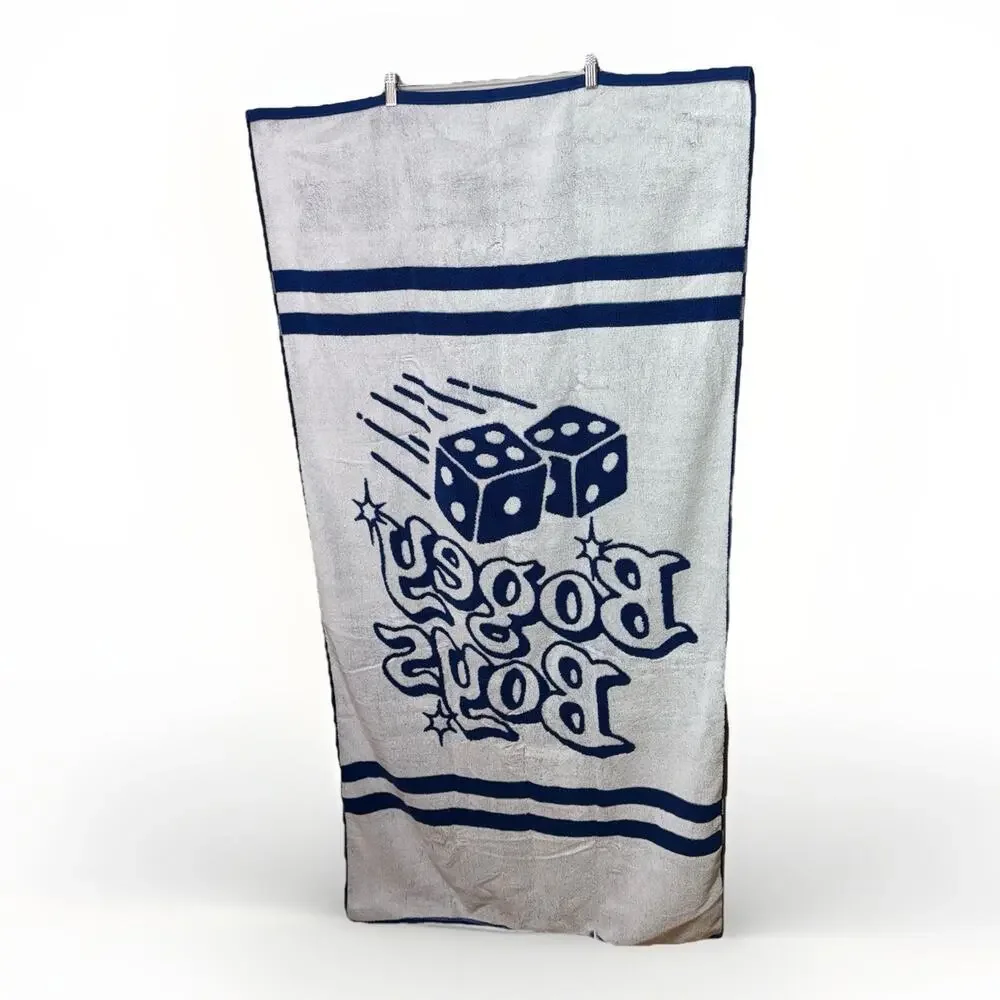 Bogey Boys Dice Beach Towel Blue & White Striped 100% Cotton USA Made Retro